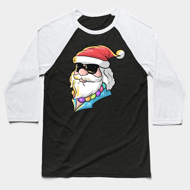 Santa In Hawaiian Shirt And Sunglasses For Christmas In July Baseball T-Shirt by SinBle